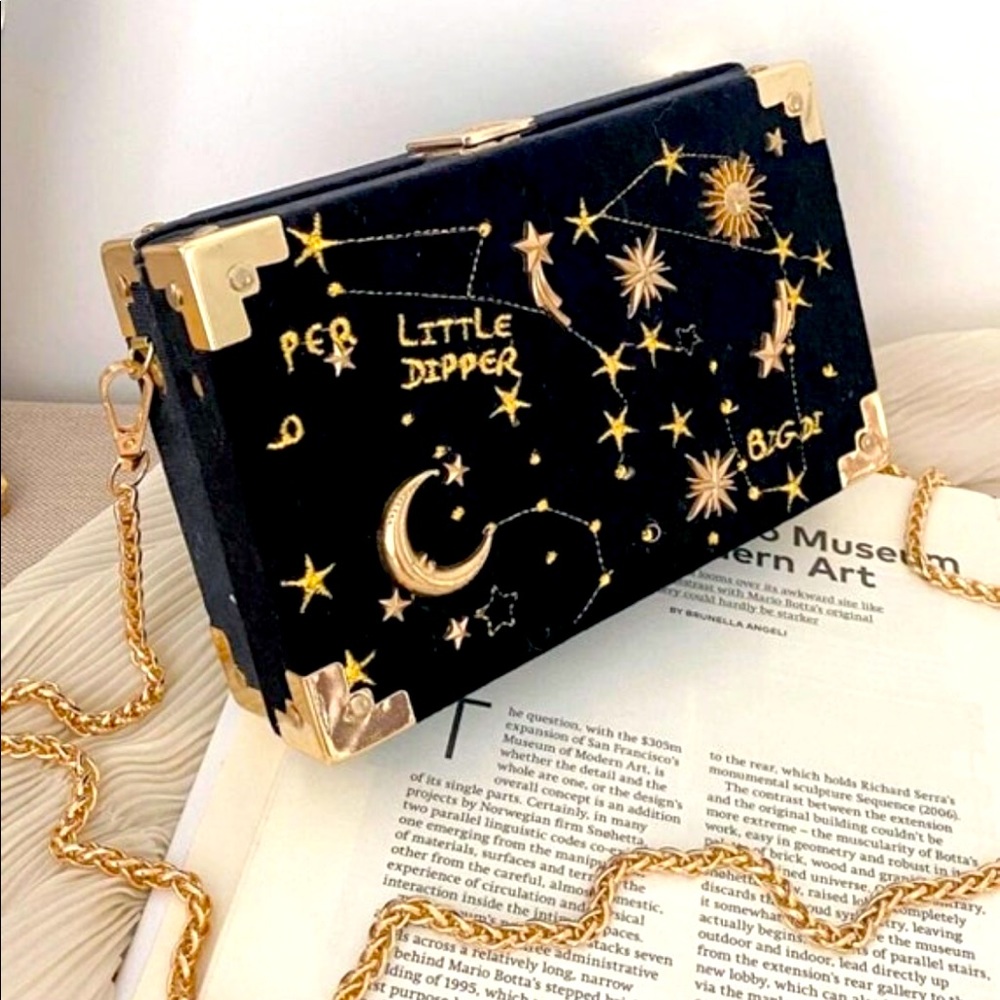 🌗✨ Hard case cross body astrology purse